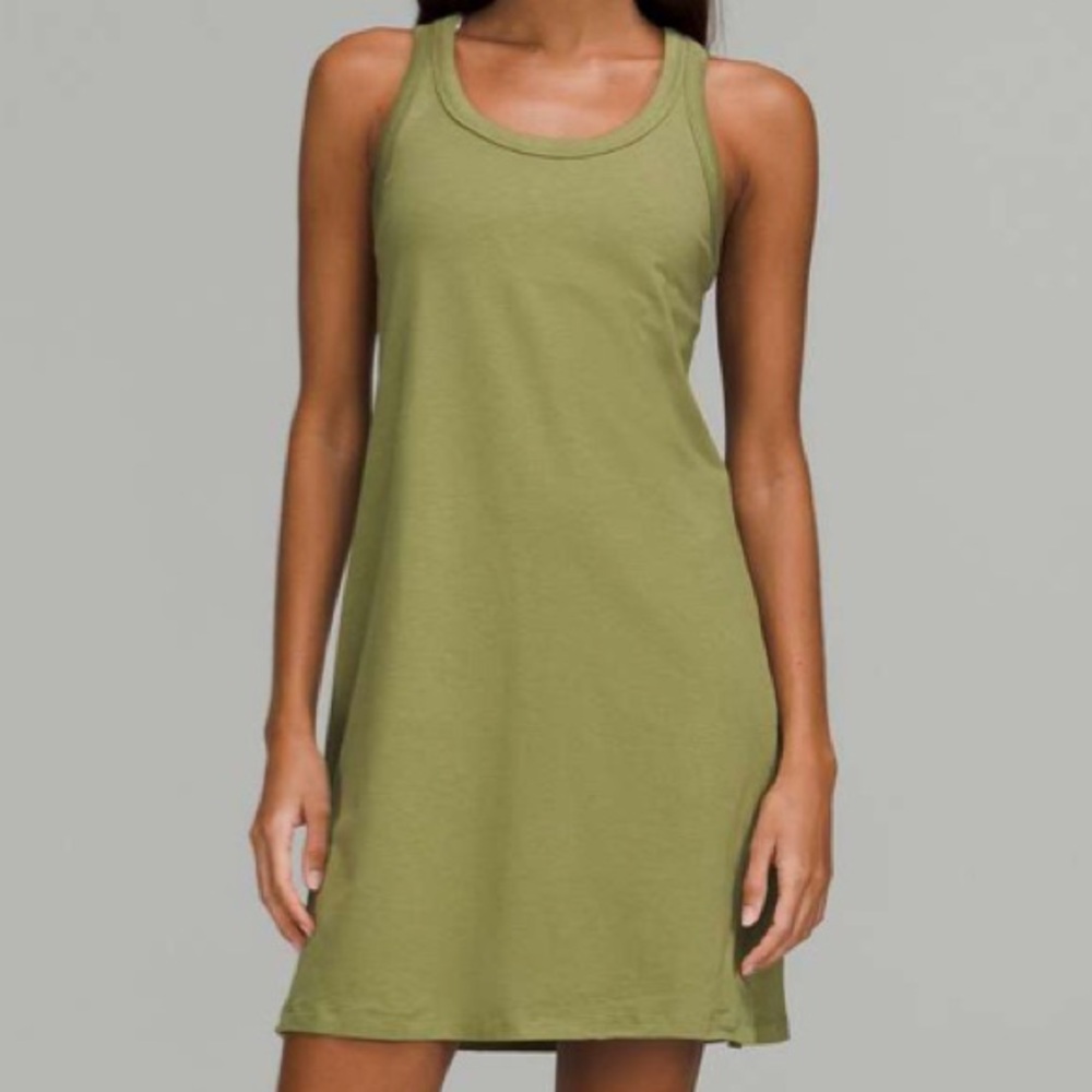 Lululemon Classic-Fit Cotton-Blend Scoop Dress Bronze Green Size 2